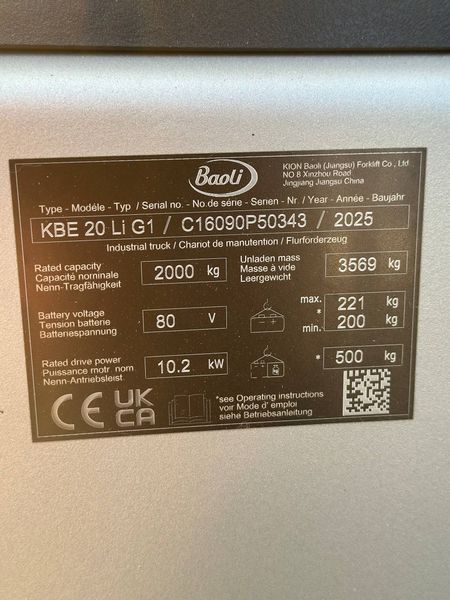 Электрический погрузчик Baoli KBE 20 Li-Ion 2025р 2133 фото